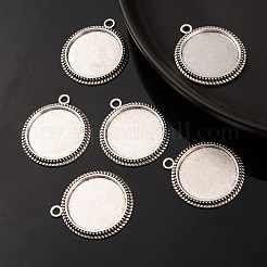 Tibetischer Stil Legierung flache runde Anhänger Fassungen TIBEP-M022-54AS