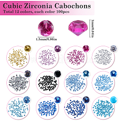 1200 Stück 12 Farben Zirkonia-Cabochons ZIRC-SC0001-29