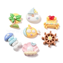Undurchsichtige Cabochons aus Kunstharz mit Meeresthema RESI-Q228-01