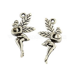 Tibetischer Stil Legierung fairy Anhänger Fassungen für Strasssteine X-TIBEP-Q043-350-RS