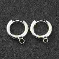 201 фурнитура для сережек-колец Huggie Hoop из нержавеющей стали&nbsp;STAS-P283-01C-S