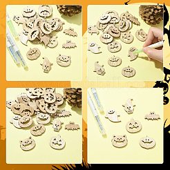 25 stücke halloween thema holz cabochons WOOD-CJC0005-56