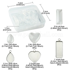 15 Stück 3 Stile 304 Edelstahl Anhänger Cabochon Einstellungen STAS-FS0001-41