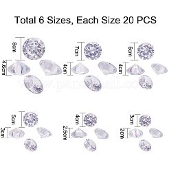 Pandahall Elite 120 Stück 6 Größen klar Zirkonia Stein lose cz Steine facettierte Cabochons für Ohrring Armband Anhänger Schmuck DIY Handwerk machen ZIRC-PH0002-07