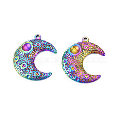 Gestellbeschichtung Regenbogenfarbe 201 Edelstahl Anhänger Cabochon Fassungen STAS-T063-192M