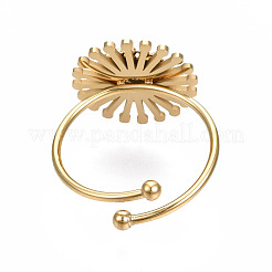 Offener Manschettenfingerring aus Edelstahl 304 mit Cabochon-Fassungen STAS-T060-14G