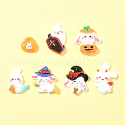 7 Stück 7 Stile Halloween opake Harz Decoden Cabochons CRES-FS0001-68