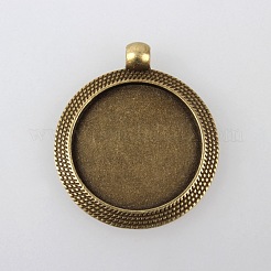 Tibetischen Stil Anhänger cabochon Fassungen mit antiken metallic Farbe und erhöht Skulptur sind voller Retro-Stil X-TIBEP-M018-102AB-NF