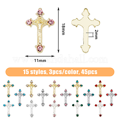 45 Stück 15 Stile Legierung Strass Cabochons MRMJ-HY0001-23