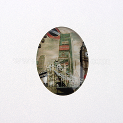 Europäischen Stil Gebäude photo Glas ovale Cabochons X-GGLA-N003-30x40-F41