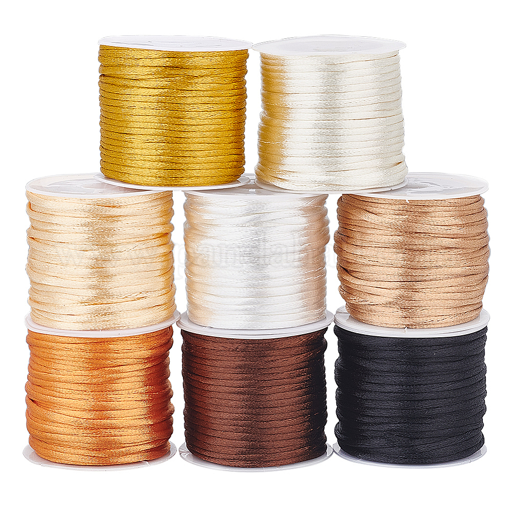 Wholesale PandaHall 8 Rolls Nylon Rattail Satin Cord 2mm Rat Tail Cord