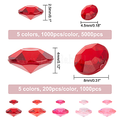6000 Stück 10 Stile Acryl-Strass-Cabochons mit spitzer Rückseite TACR-GA0001-07B