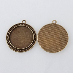 Tibetischen Stil Anhänger cabochon Fassungen mit antiken metallic Farbe und erhöht Skulptur sind voller Retro-Stil TIBEP-M018-88AB-NF