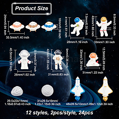 24 Stück 12 Stile Weltraumthema undurchsichtige Harz-Cabochons RESI-OC0001-65