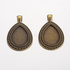 Teardrop tibetischen Stil Legierung Anhänger Cabochon Fassungen PALLOY-K109-95AB-NR