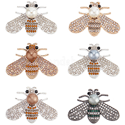 6 Stück 6 Stile Legierung Strass Cabochons FIND-SC0009-45