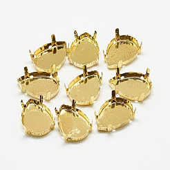 201 Edelstahl-Aufnähfassungen mit Krappenfassung STAS-T032-02G-7x10mm