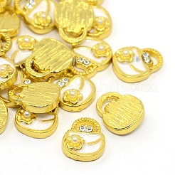 Nickelfrei goldenen Ton Legierung Rhinestone-Emaille Cabochons ENAM-J472-04G-NF