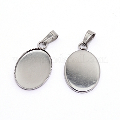 Edelstahl-Anhänger-Cabochons-Fassung STAS-WH0022-26P