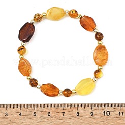 Эластичные браслеты для женщин из натурального янтаря и немагнитных синтетических гематитовых бусин.&nbsp;BJEW-JB13776