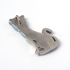 Кулоны с котенком из синтетической бирюзы&nbsp;STAS-L184-033
