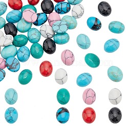 48 Stück 8 Farben gefärbte synthetische türkisfarbene Cabochons G-PH0036-03