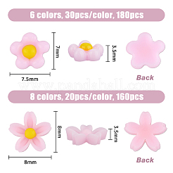 340 Stück 14 Stile Blumen- und Sakura-Harz-Cabochons FIND-FH0007-43