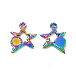 Ionenplattierung (IP) 304 Edelstahl Anhänger Cabochon-Einstellungen STAS-B032-21MC