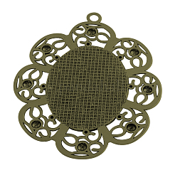 Tibetischer Stil Legierung ovalen Trägers Fassungen für Cabochon TIBEP-5434-AB-LF