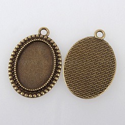Tibetischen Stil Anhänger cabochon Fassungen mit antiken metallic Farbe und erhöht Skulptur sind voller Retro-Stil X-TIBEP-M018-105AB-NF