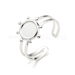 Offener Manschettenfingerring aus Edelstahl 304 mit Cabochon-Fassungen STAS-T060-10S