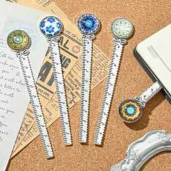 Lesezeichen mit Mosaik-bedruckten Glas-Cabochons AJEW-JK00275-01