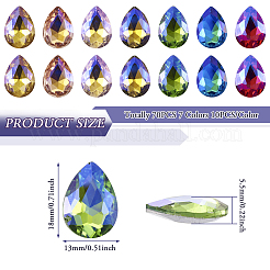 70 Stück 7 Farben spitz zulaufende Glas-Strass-Cabochons RGLA-TA0001-06