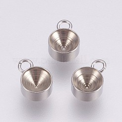 Anlaufgeschützte 201 Edelstahl-Anhänger mit Strass-Fassungen STAS-I088-L-04P