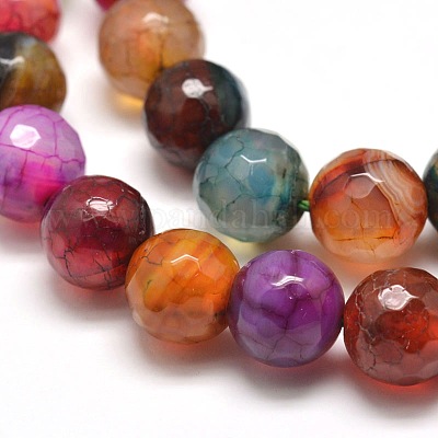 Wholesale Dyed Natural Agate Faceted Round Beads Strands Pandahall