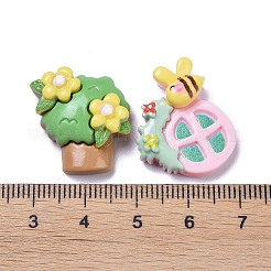 Frühlingsmotiv undurchsichtige süße Decoden-Cabochons aus Kunstharz RESI-B024-06