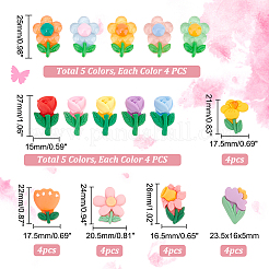 60 Stück 15 Arten undurchsichtige Harz Cabochons RESI-HY0001-03