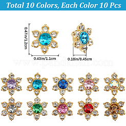 100 Stück 10 Farben Legierung Strass Cabochons FIND-GF0005-91