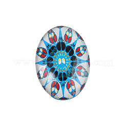 Mosaik bedruckten Glas ovalen Cabochons GGLA-N003-18x25-G