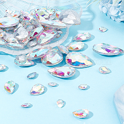 94 Stück 6 Stil Strass-Cabochons aus Glas mit spitzem Rücken RGLA-FG0001-07