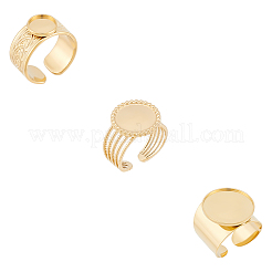 3 stücke 3 arten 304 edelstahl offene manschette finger ring cabochon einstellungen STAS-UN0059-66G