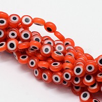 Ручной сглаза Lampwork плоские круглые пряди шарик&nbsp;LAMP-L058-8mm-08