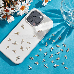 48 Stück 6 Stile Legierung Strass Kreuz Cabochons DIY-GO0002-01