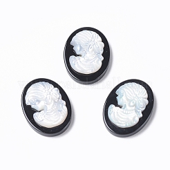 Natürlich gefärbte und erhitzte schwarze Achat-Kamee-Cabochons G-L556-E