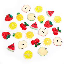 24 Stück 8 Stile Obstmotiv Kunststoff Cabochons KY-GA0001-25