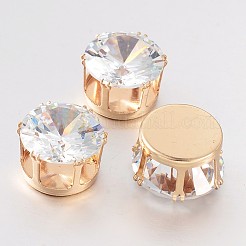 Flache runde Messing Zirkonia cabochons ZIRC-O025-10-10mm