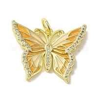 Подвески из латуни-бабочки с эмалью и цирконием микро-паве&nbsp;KK-Z042-02G-02