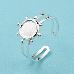 Offener Manschettenfingerring aus Edelstahl 304 mit Cabochon-Fassungen STAS-T060-10S