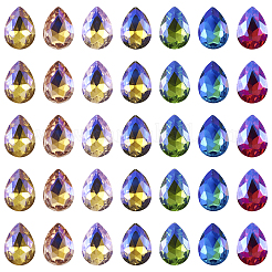70 Stück 7 Farben spitz zulaufende Glas-Strass-Cabochons RGLA-TA0001-06