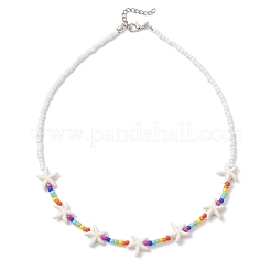 Ожерелья из синтетических морских звезд и стеклянных бусин с чакрами&nbsp;NJEW-JN05774